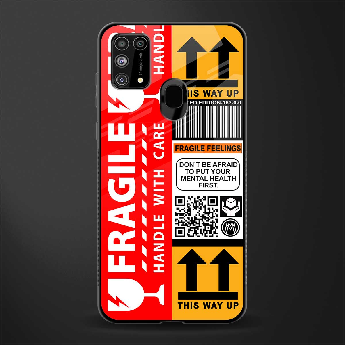 fragile feelings glass case for samsung galaxy f41 image