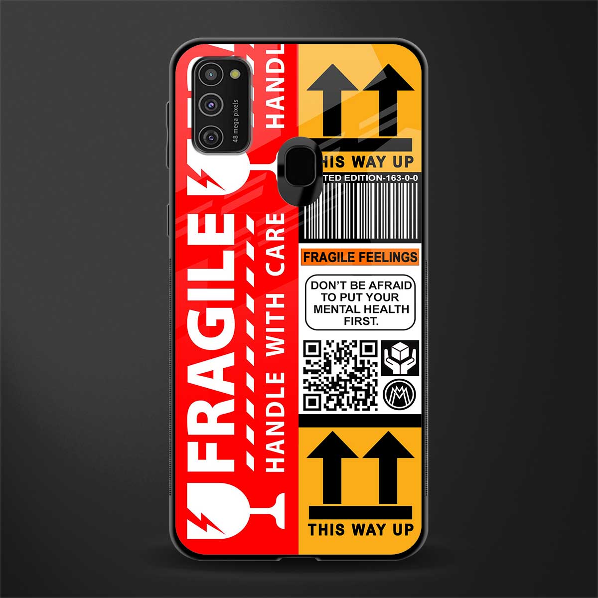 fragile feelings glass case for samsung galaxy m21 image