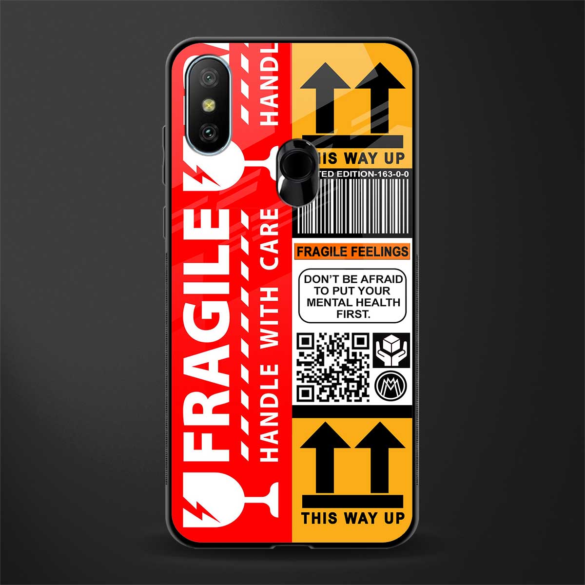 fragile feelings glass case for redmi 6 pro image