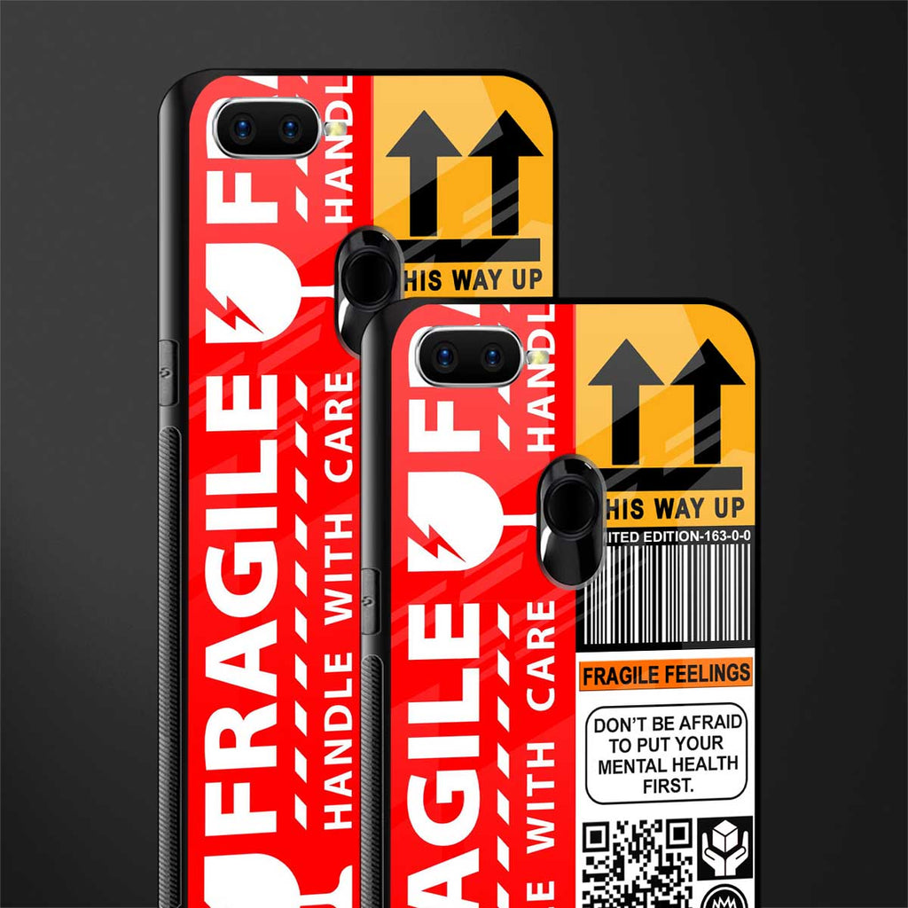 fragile feelings glass case for oppo a7 image-2