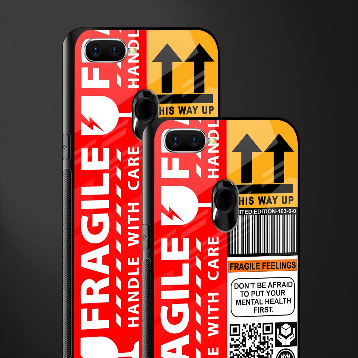 fragile feelings glass case for oppo a7 image-2
