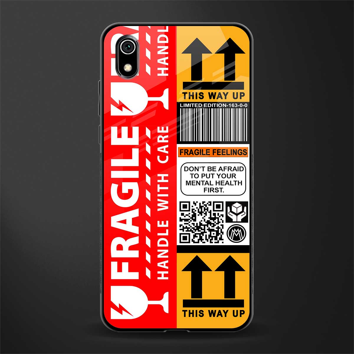 fragile feelings glass case for redmi 7a image