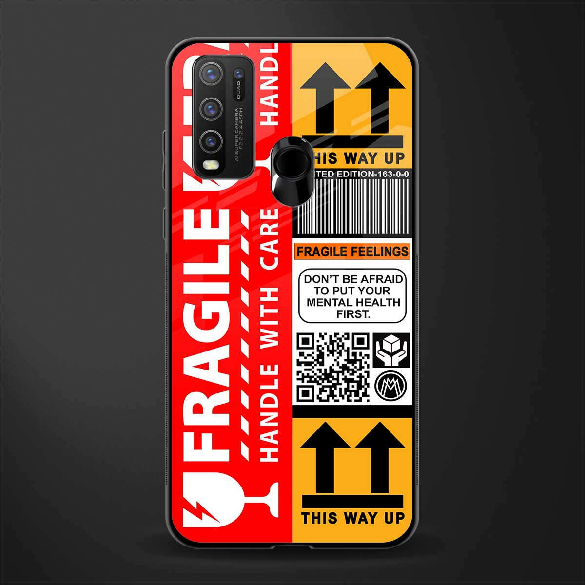 fragile feelings glass case for vivo y50 image