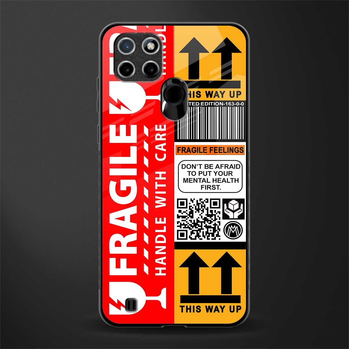fragile feelings glass case for realme c21 image