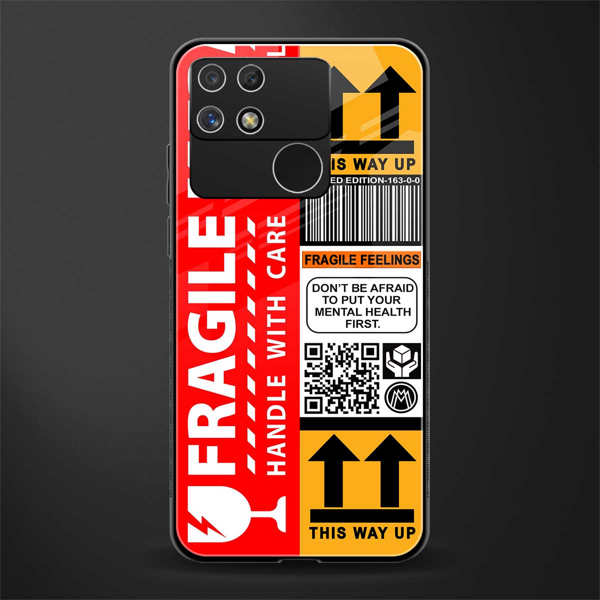 fragile feelings back phone cover | glass case for realme narzo 50a