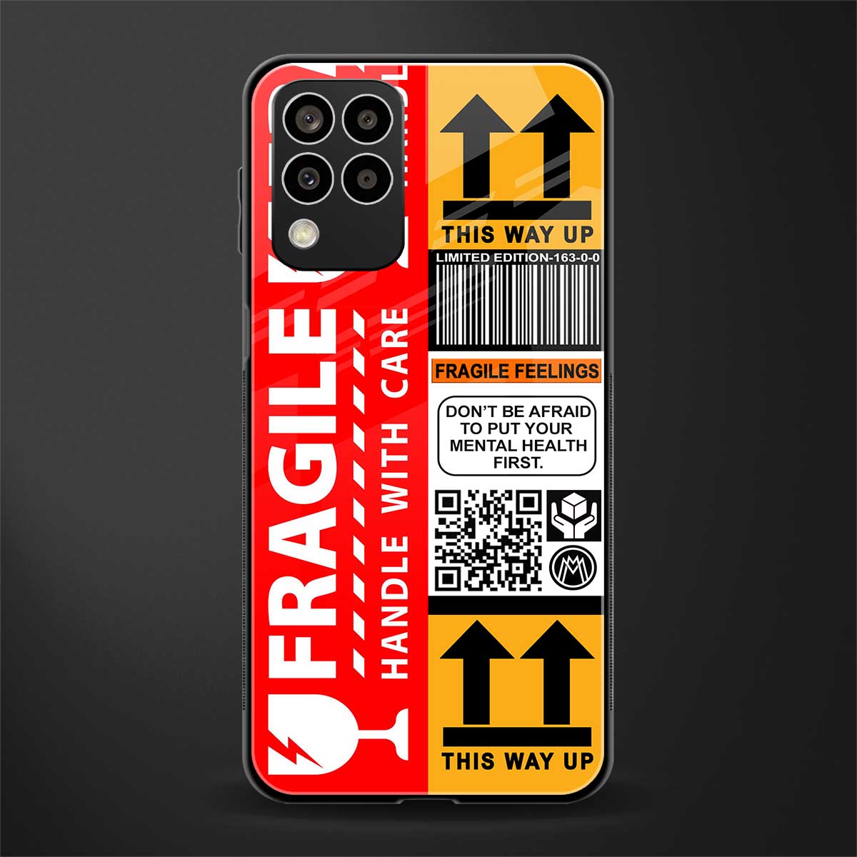 fragile feelings back phone cover | glass case for samsung galaxy m33 5g