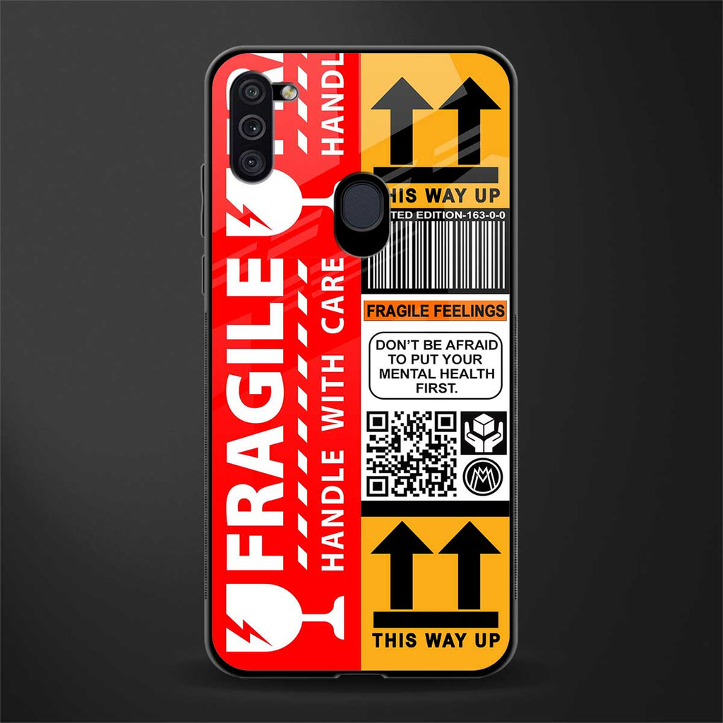 fragile feelings glass case for samsung a11 image