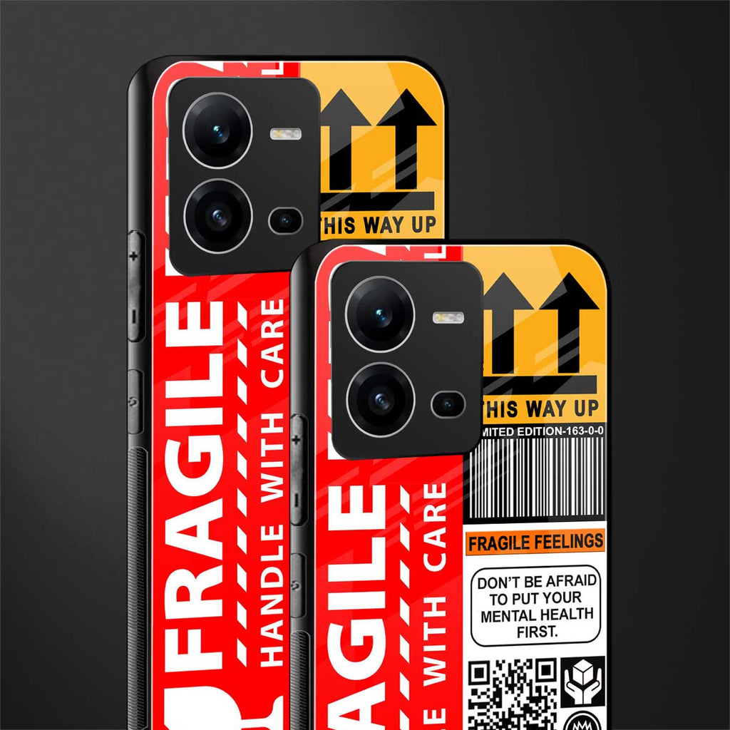 fragile feelings back phone cover | glass case for vivo v25-5g