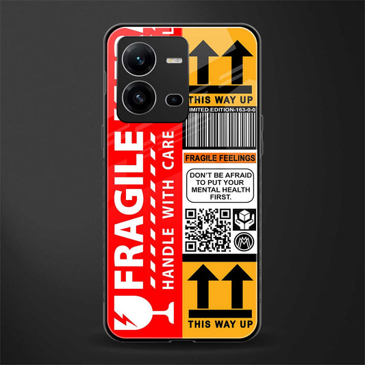 fragile feelings back phone cover | glass case for vivo v25-5g