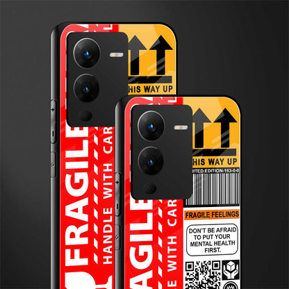 fragile feelings back phone cover | glass case for vivo v25 pro 5g