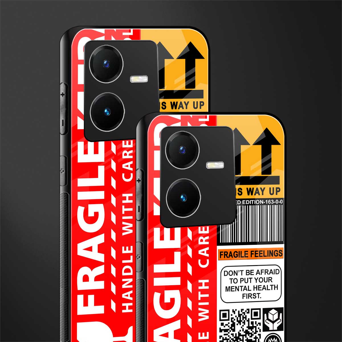 fragile feelings back phone cover | glass case for vivo y22