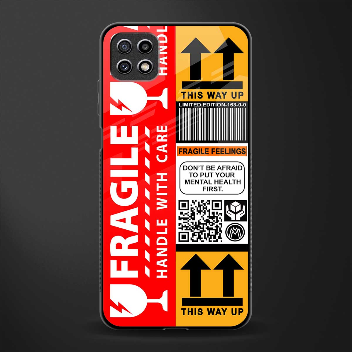 fragile feelings back phone cover | glass case for samsung galaxy f42