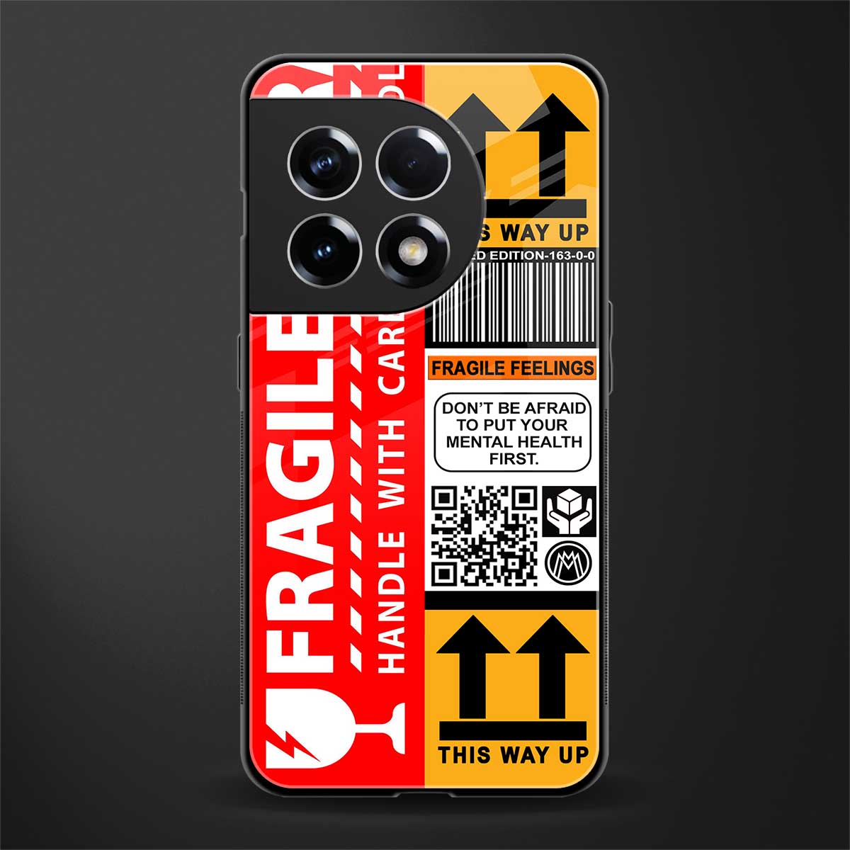fragile feelings back phone cover | glass case for oneplus 11r