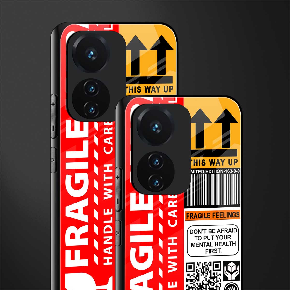 fragile feelings back phone cover | glass case for vivo t1 44w 4g