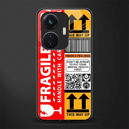 fragile feelings back phone cover | glass case for vivo t1 44w 4g