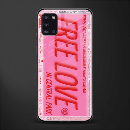 free love glass case for samsung galaxy a31 image