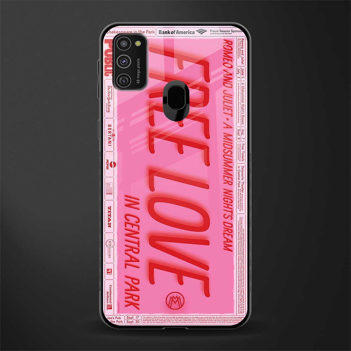 free love glass case for samsung galaxy m21 image