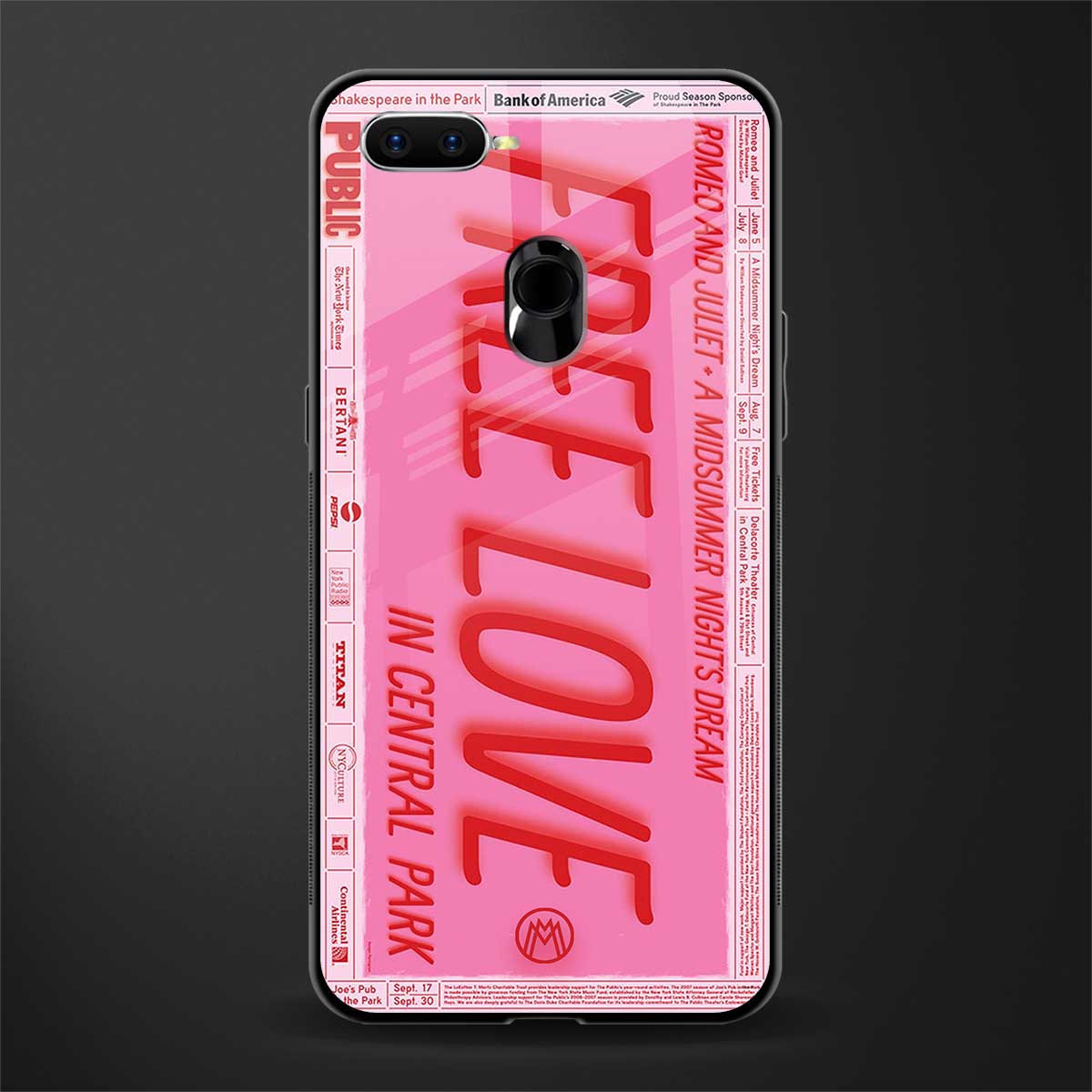 free love glass case for oppo a12 image