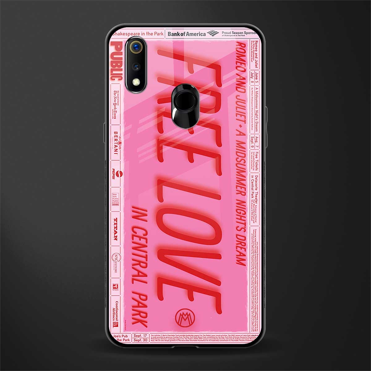 free love glass case for realme 3 pro image