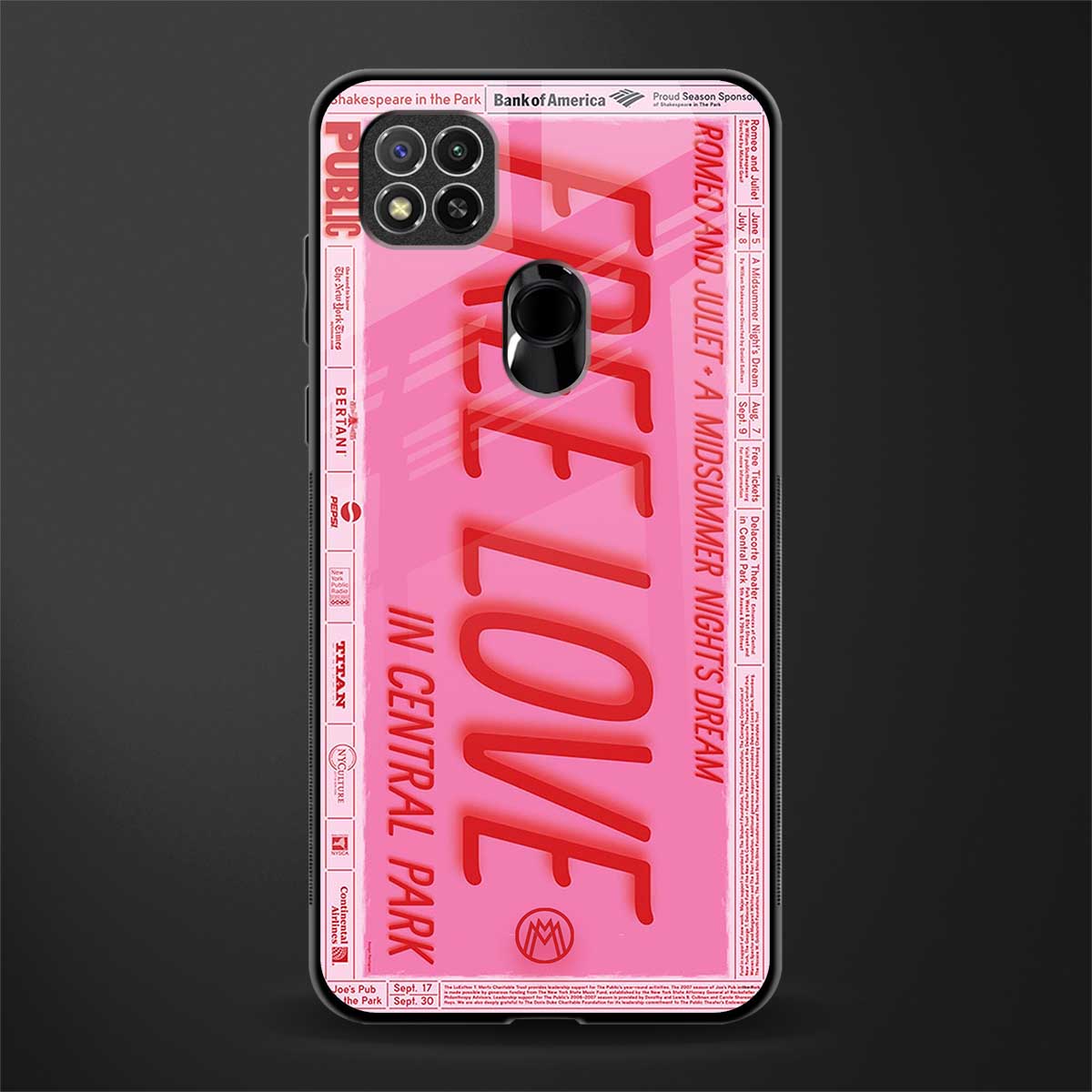 free love glass case for redmi 9c image