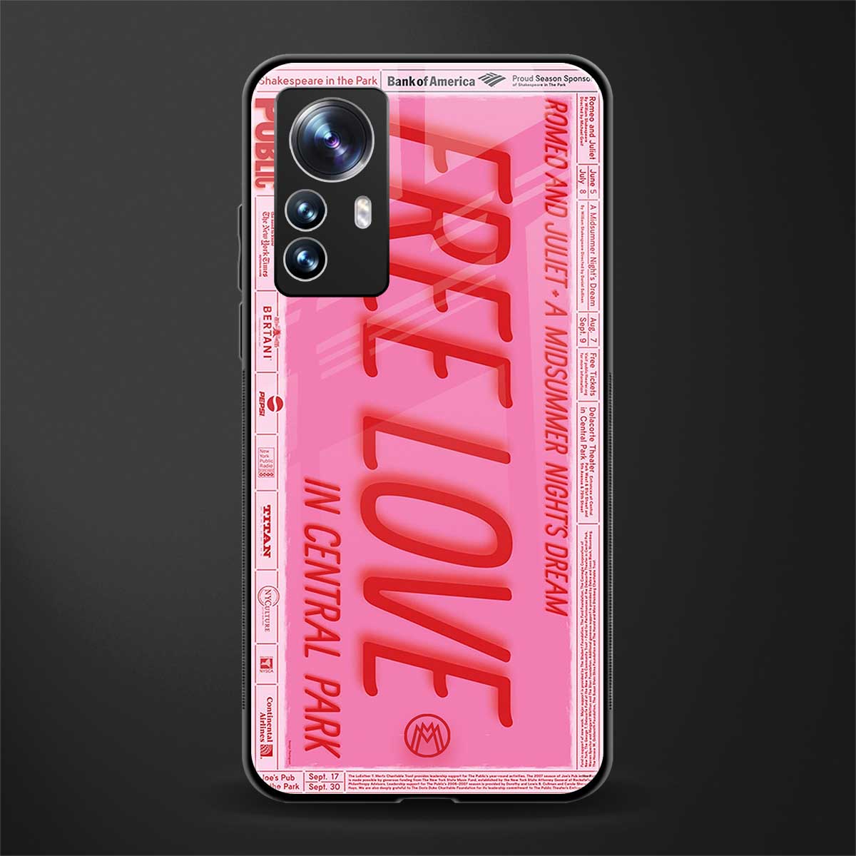 free love back phone cover | glass case for xiaomi 12 pro