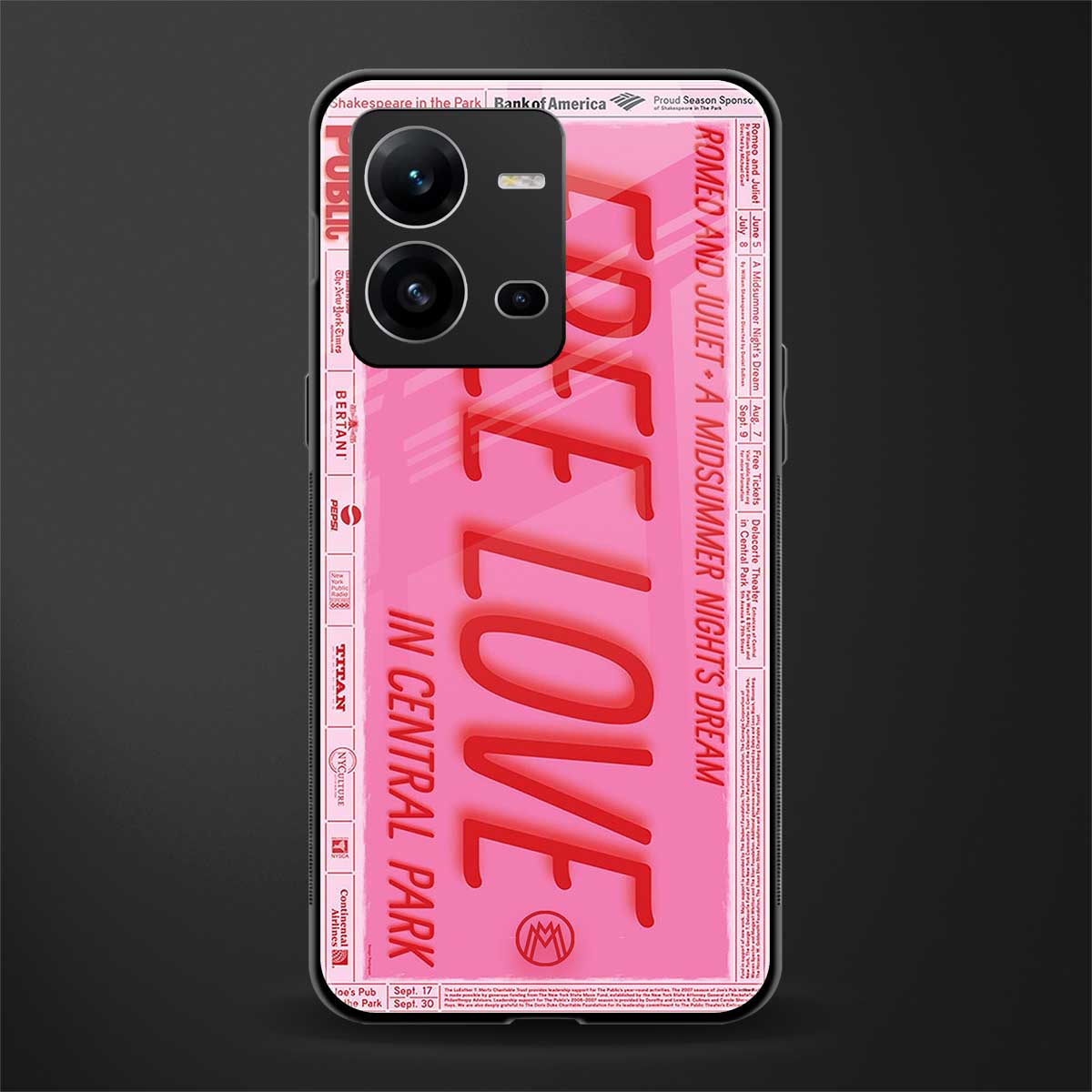 free love back phone cover | glass case for vivo v25-5g