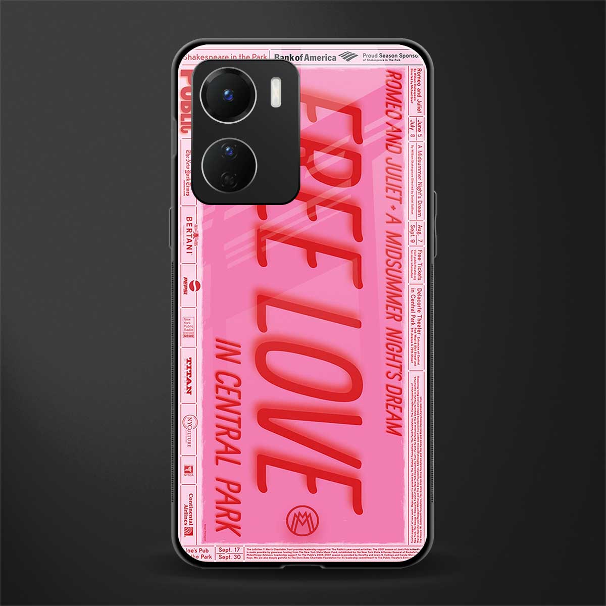 free love back phone cover | glass case for vivo y16