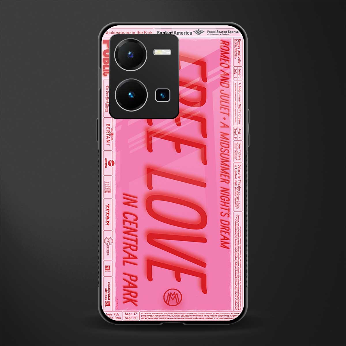 free love back phone cover | glass case for vivo y35 4g