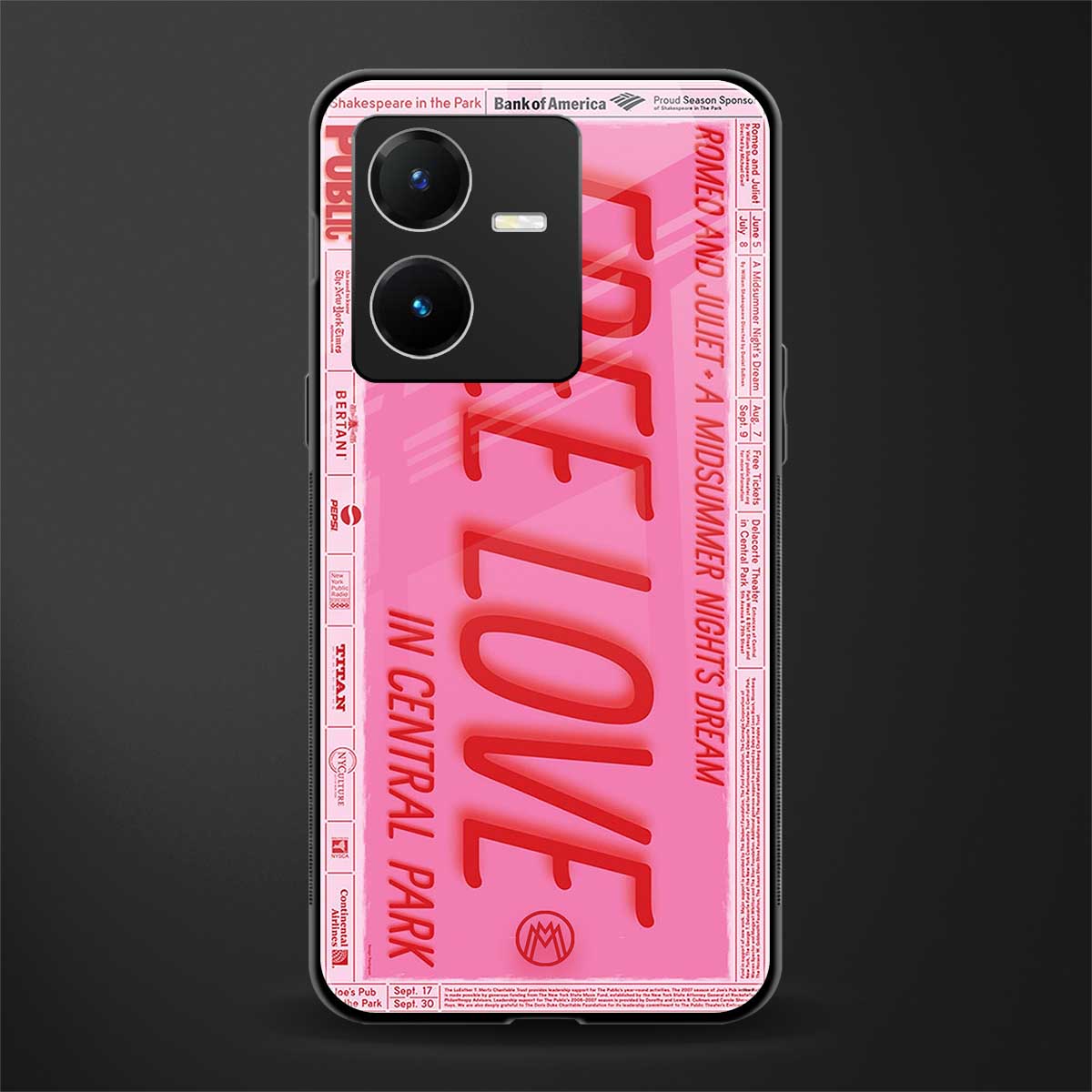 free love back phone cover | glass case for vivo y22