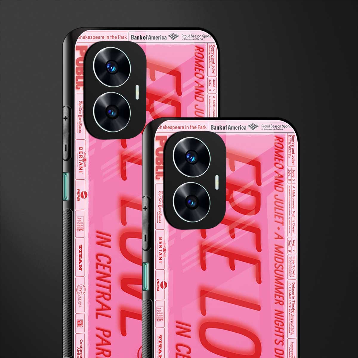 free love back phone cover | glass case for realme c55