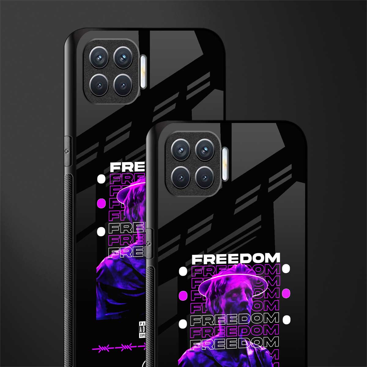 freedom glass case for oppo f17 pro image-2