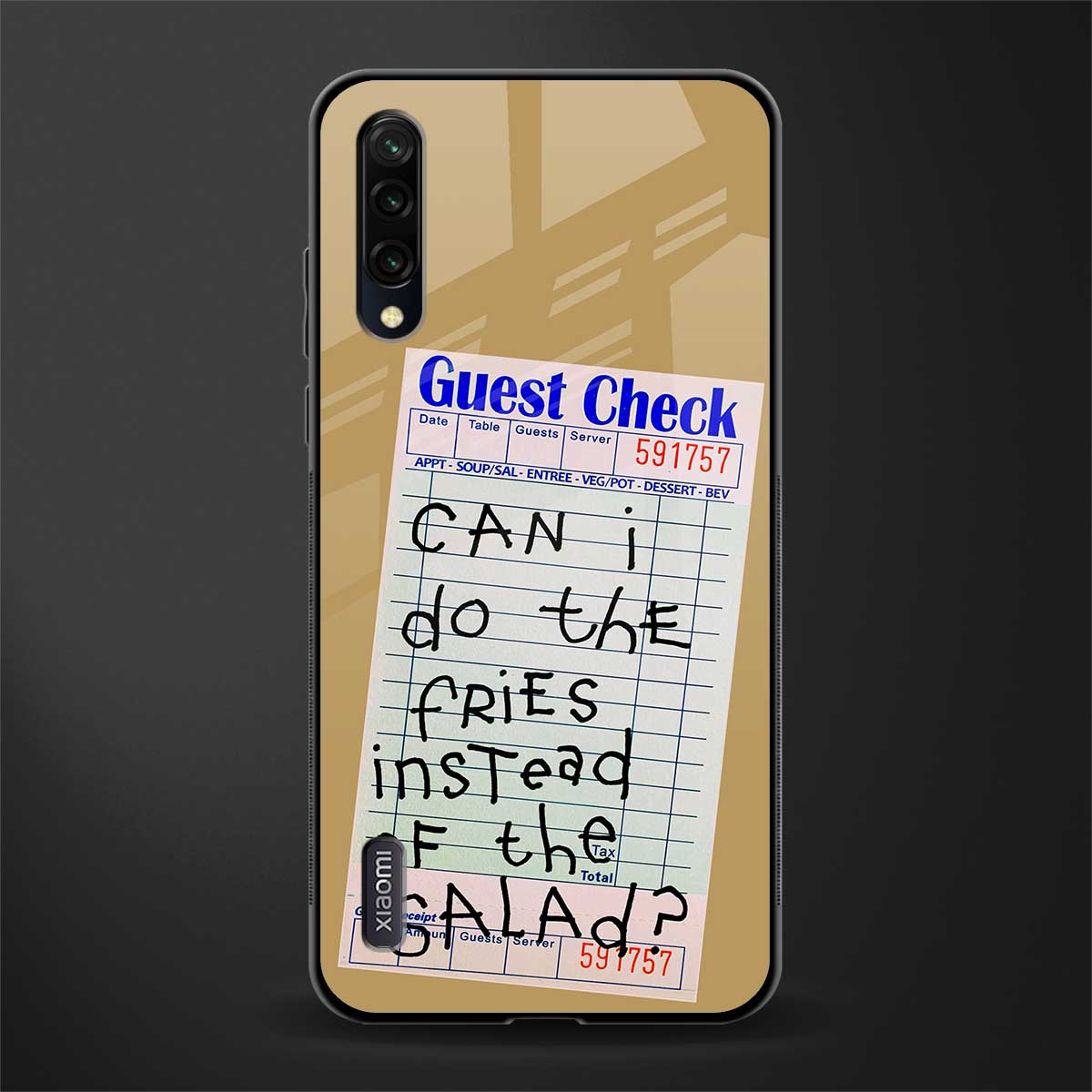 fries over salad glass case for mi a3 redmi a3 image