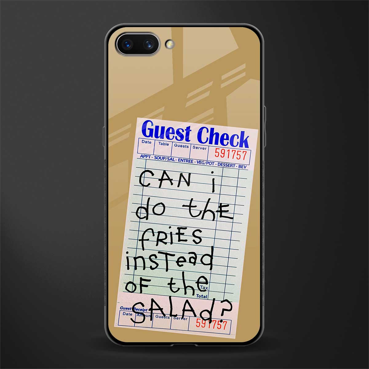 fries over salad glass case for realme c1 image