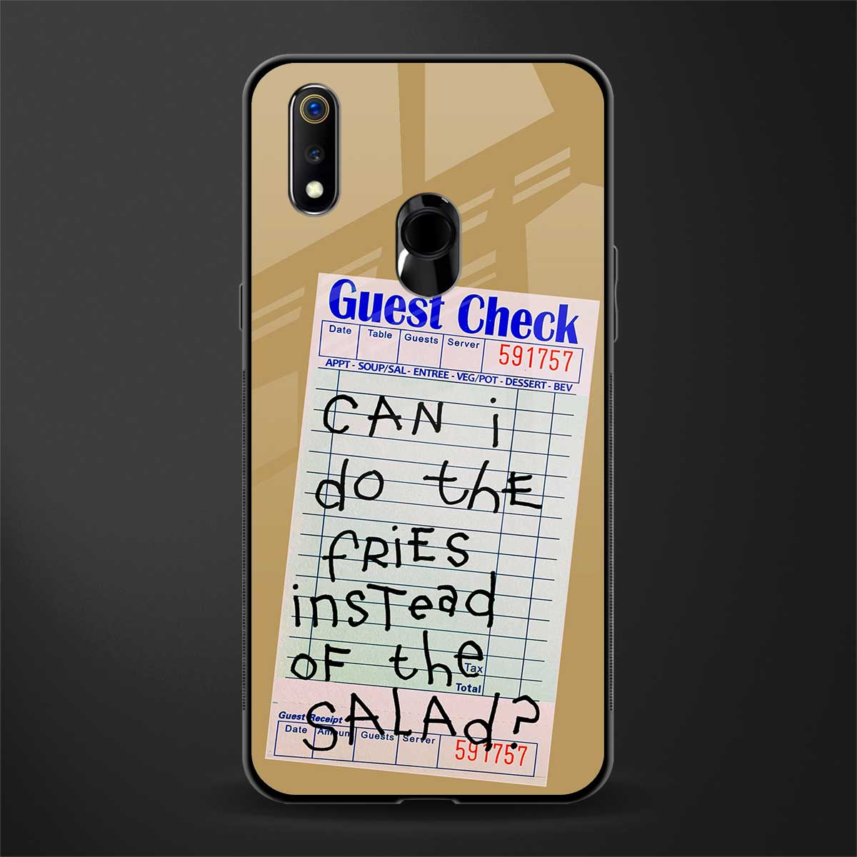 fries over salad glass case for realme 3 pro image