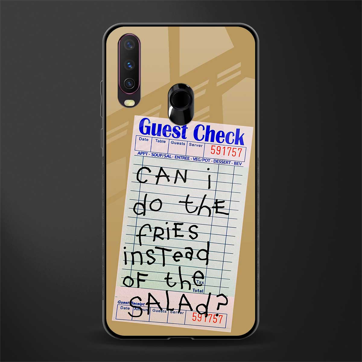 fries over salad glass case for vivo y15 image