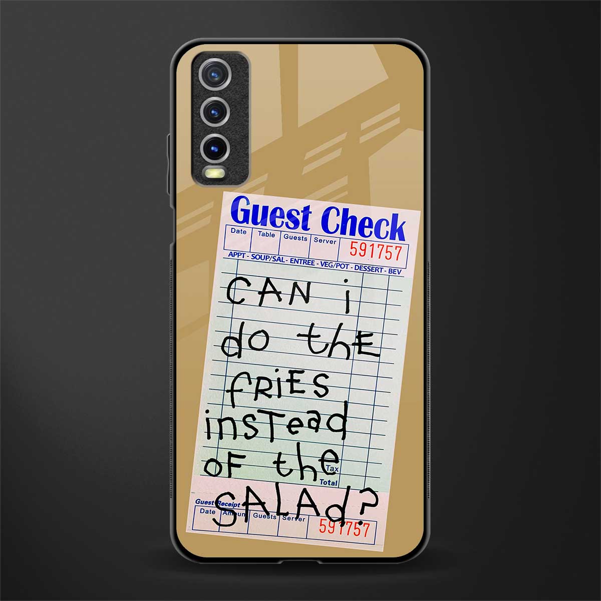 fries over salad glass case for vivo y12s image