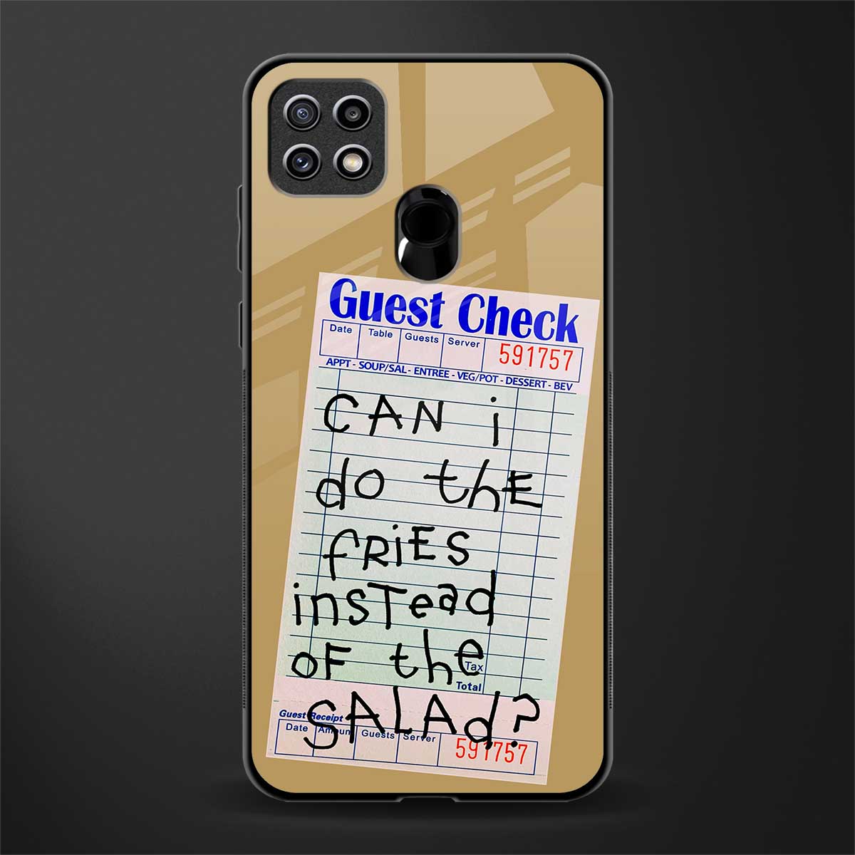 fries over salad glass case for oppo a15 image