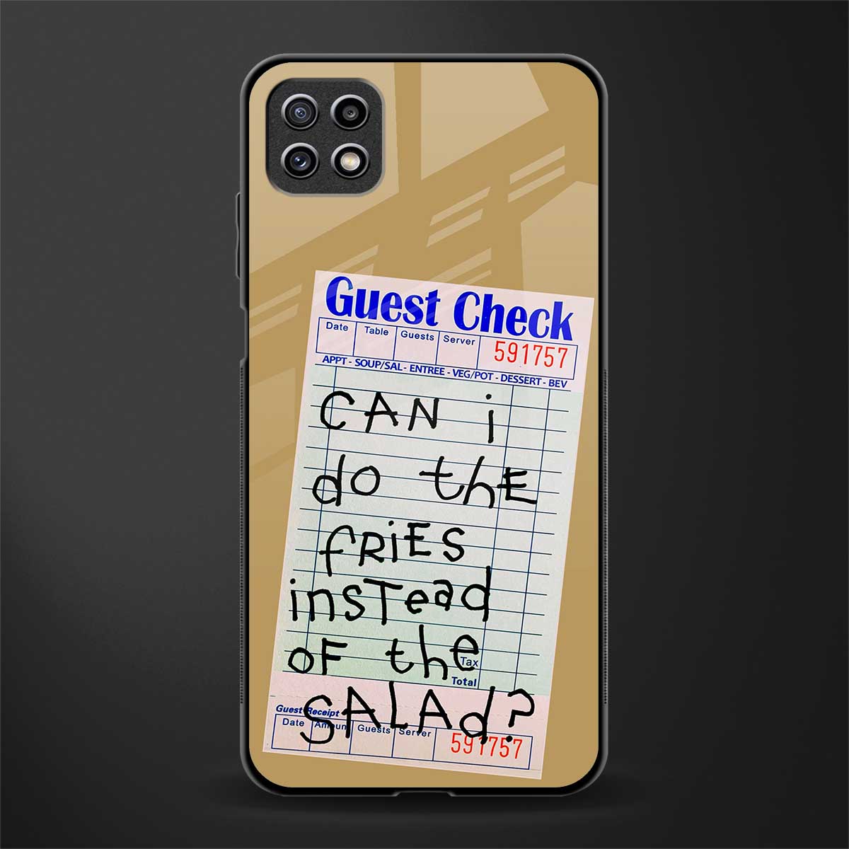 fries over salad glass case for samsung galaxy a22 5g image