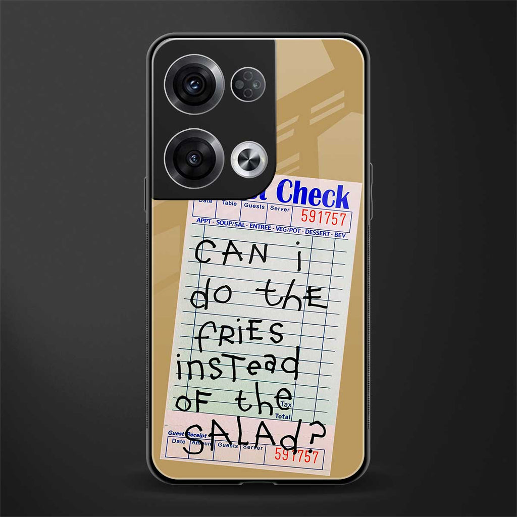 fries over salad back phone cover | glass case for oppo reno 8