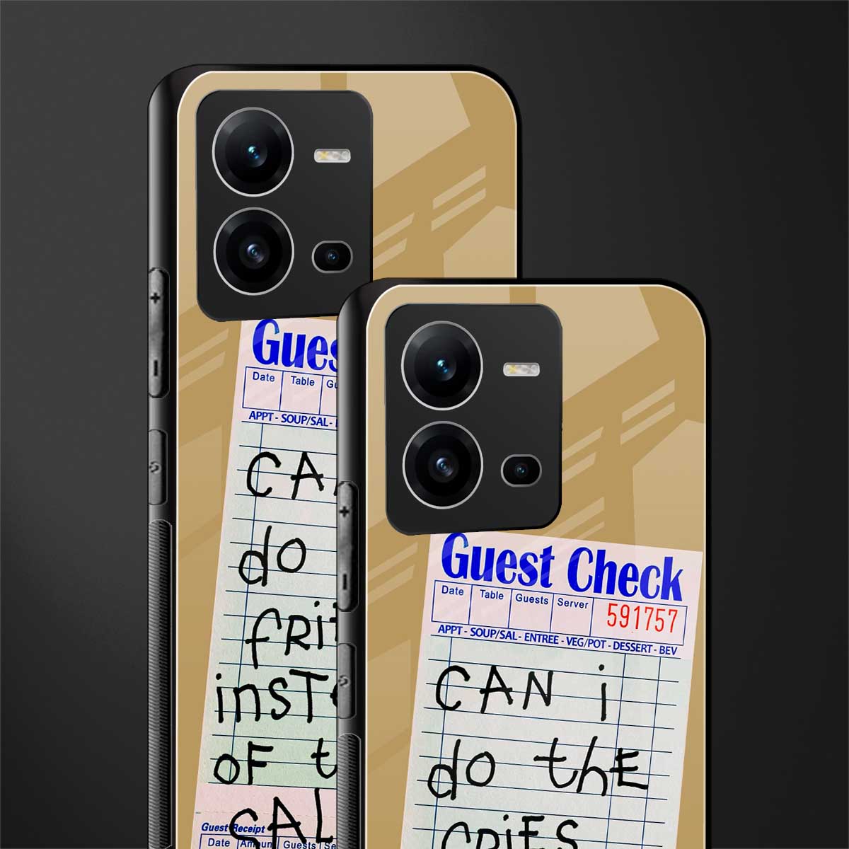 fries over salad back phone cover | glass case for vivo v25-5g