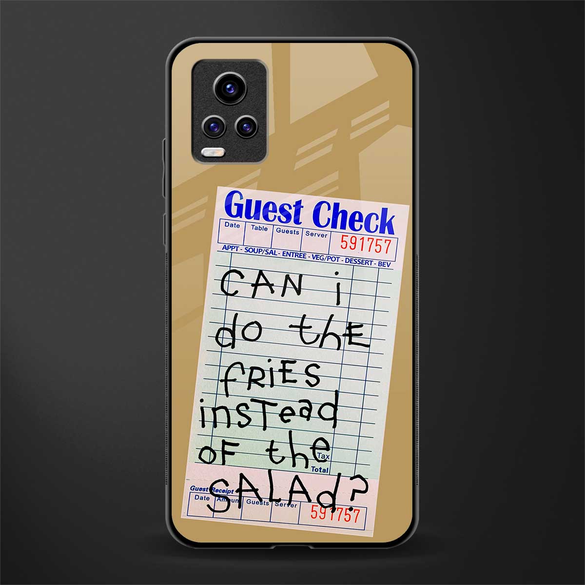 fries over salad back phone cover | glass case for vivo v21e 4g