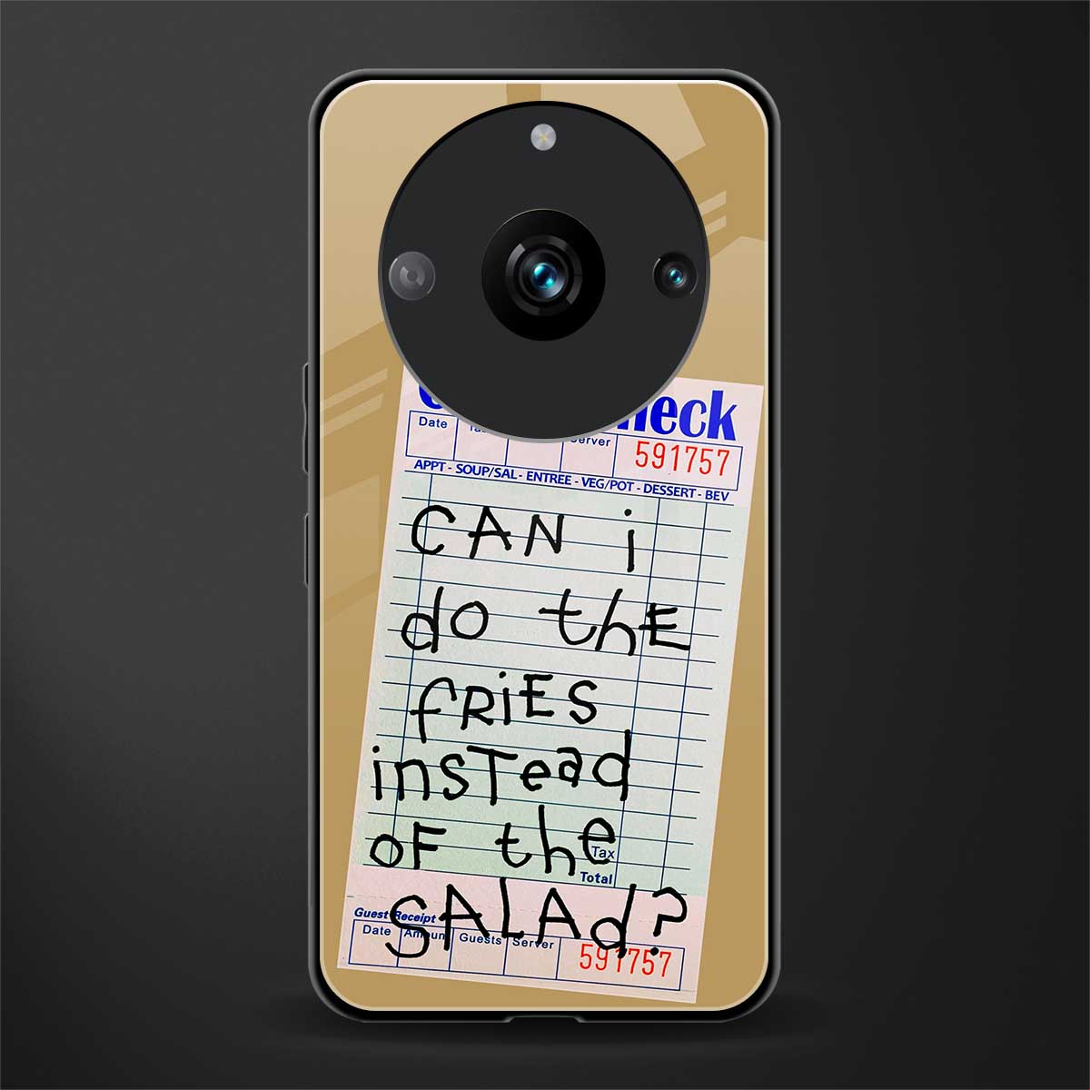 fries over salad back phone cover | glass case for realme 11 pro 5g