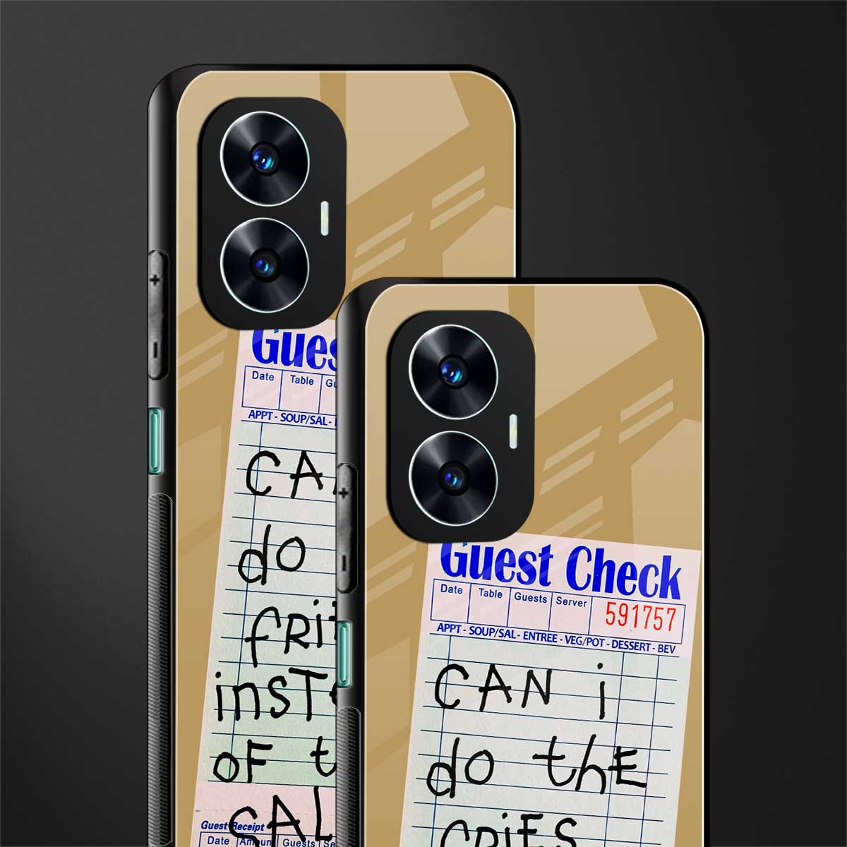 fries over salad back phone cover | glass case for realme c55