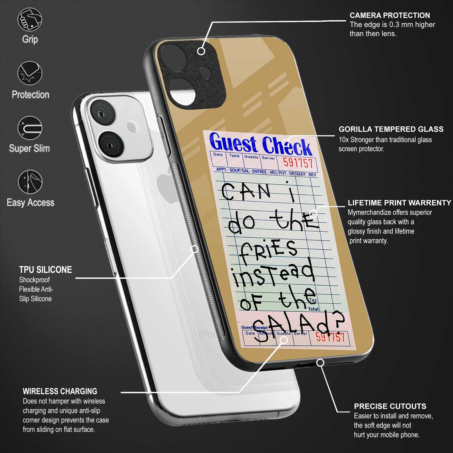 fries over salad back phone cover | glass case for samsung galaxy a14 5g