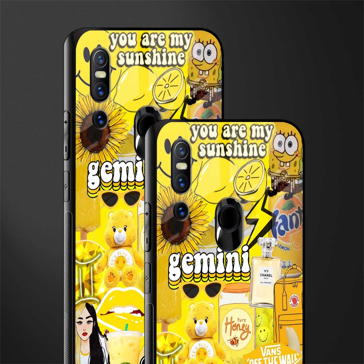 gemini aesthetic collage glass case for vivo v15 image-2
