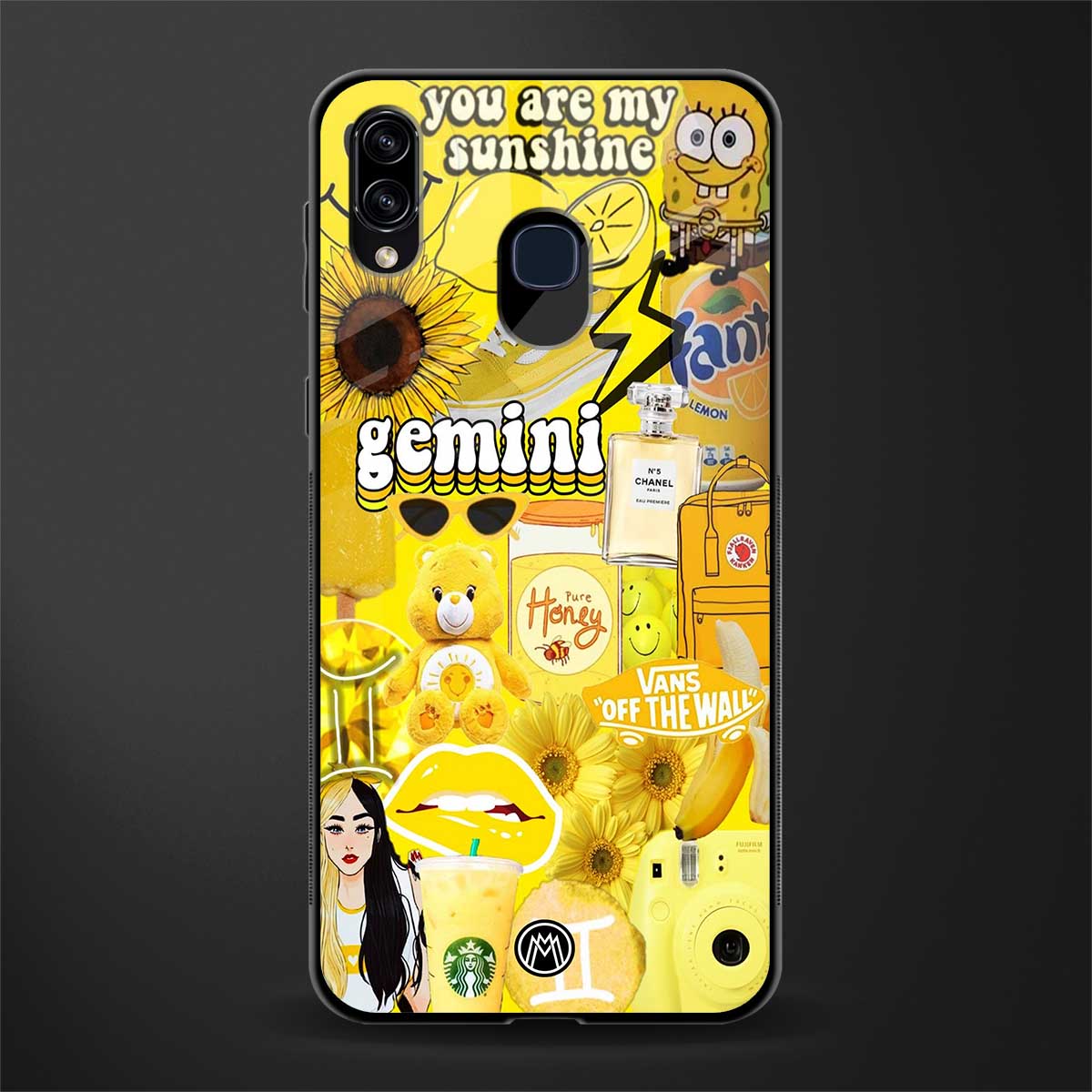 gemini aesthetic collage glass case for samsung galaxy a20 image