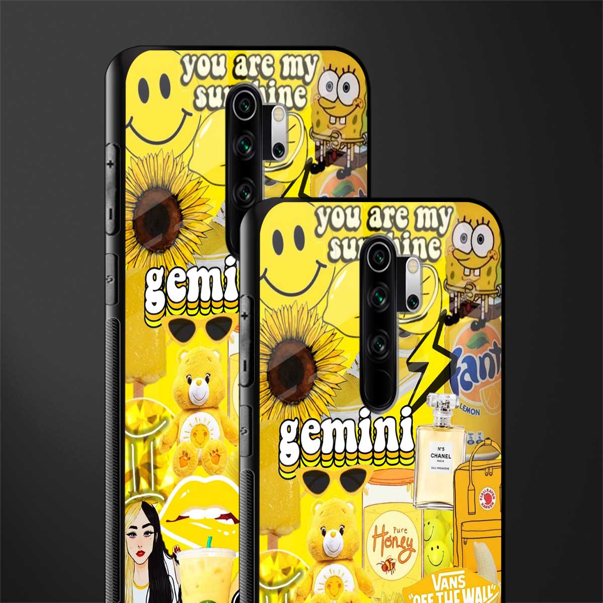 gemini aesthetic collage glass case for redmi note 8 pro image-2