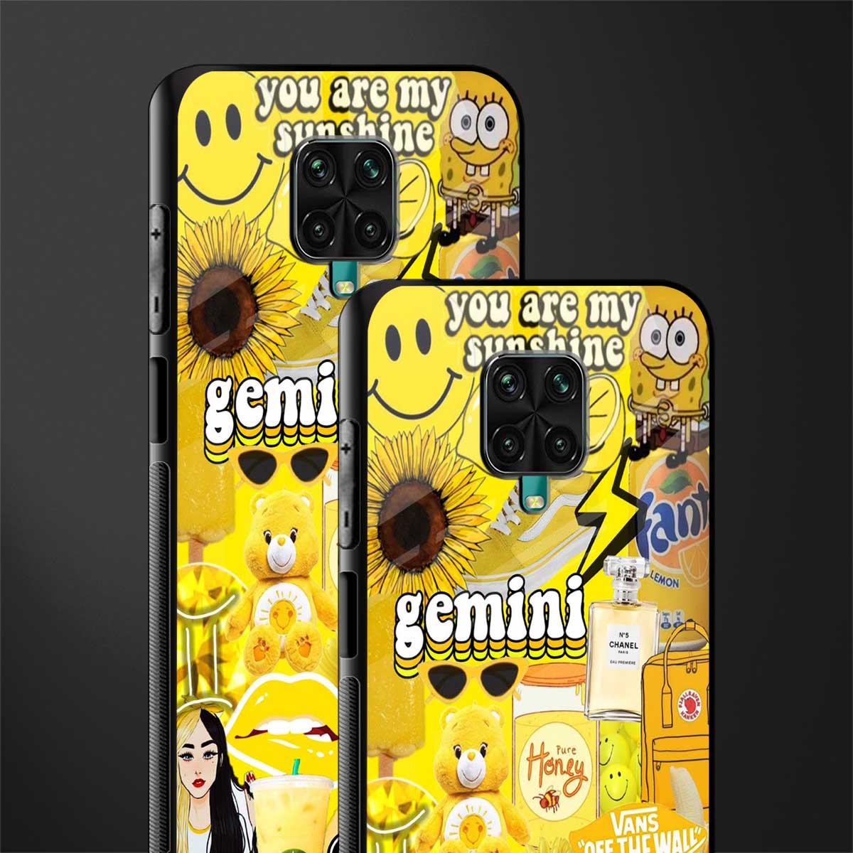 gemini aesthetic collage glass case for redmi note 9 pro image-2