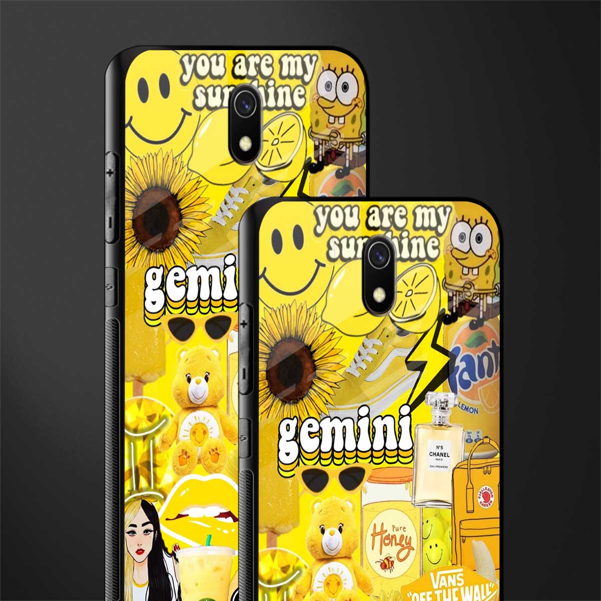 gemini aesthetic collage glass case for redmi 8a image-2