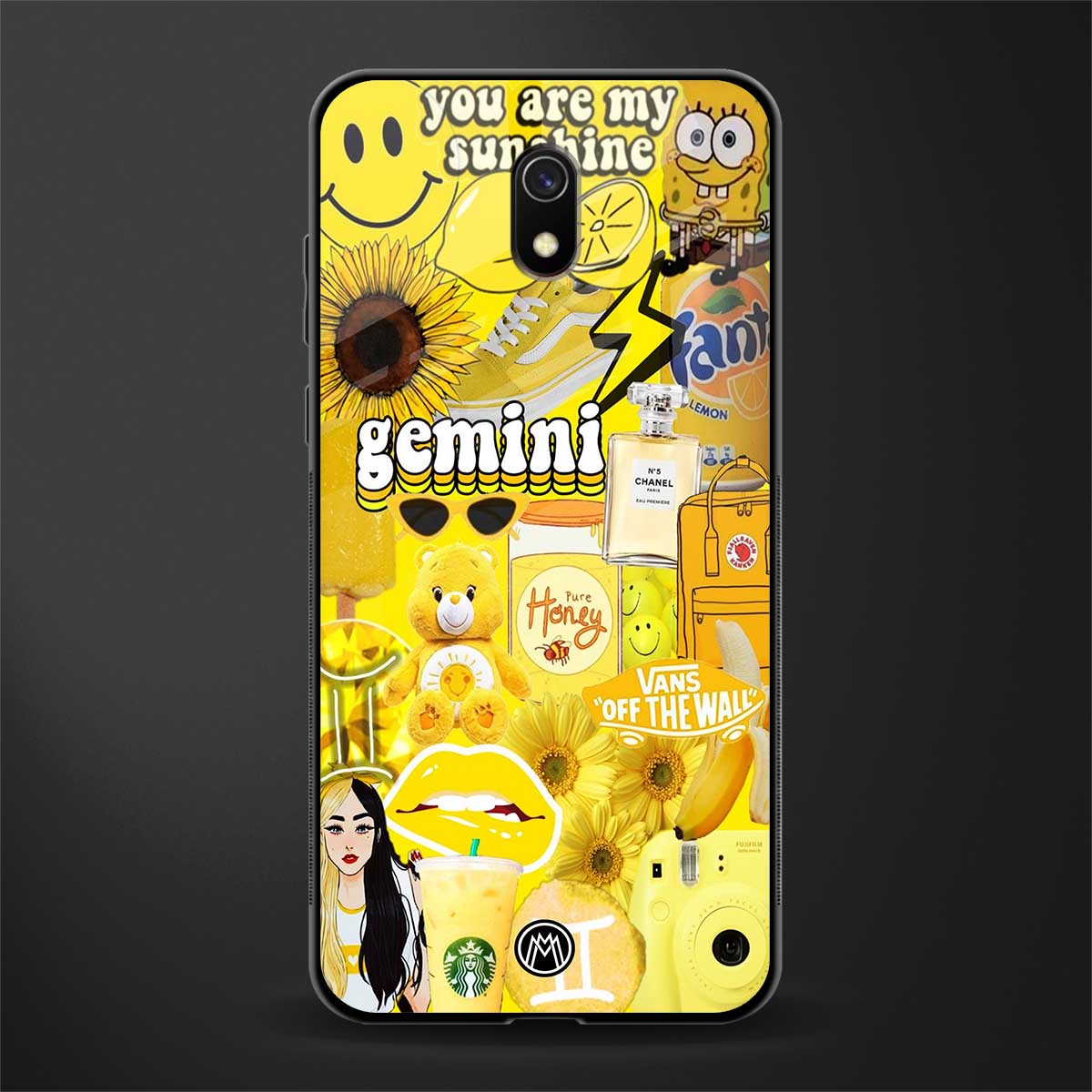 gemini aesthetic collage glass case for redmi 8a image